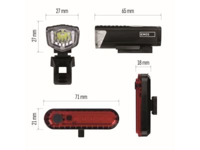 P3923 LED přední + zadní nabíjecí svítilna na kolo